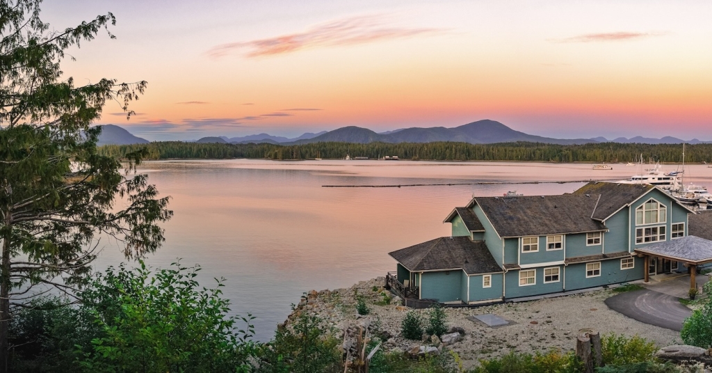 Sunset at Shearwater Resort near Bella Bella, BC