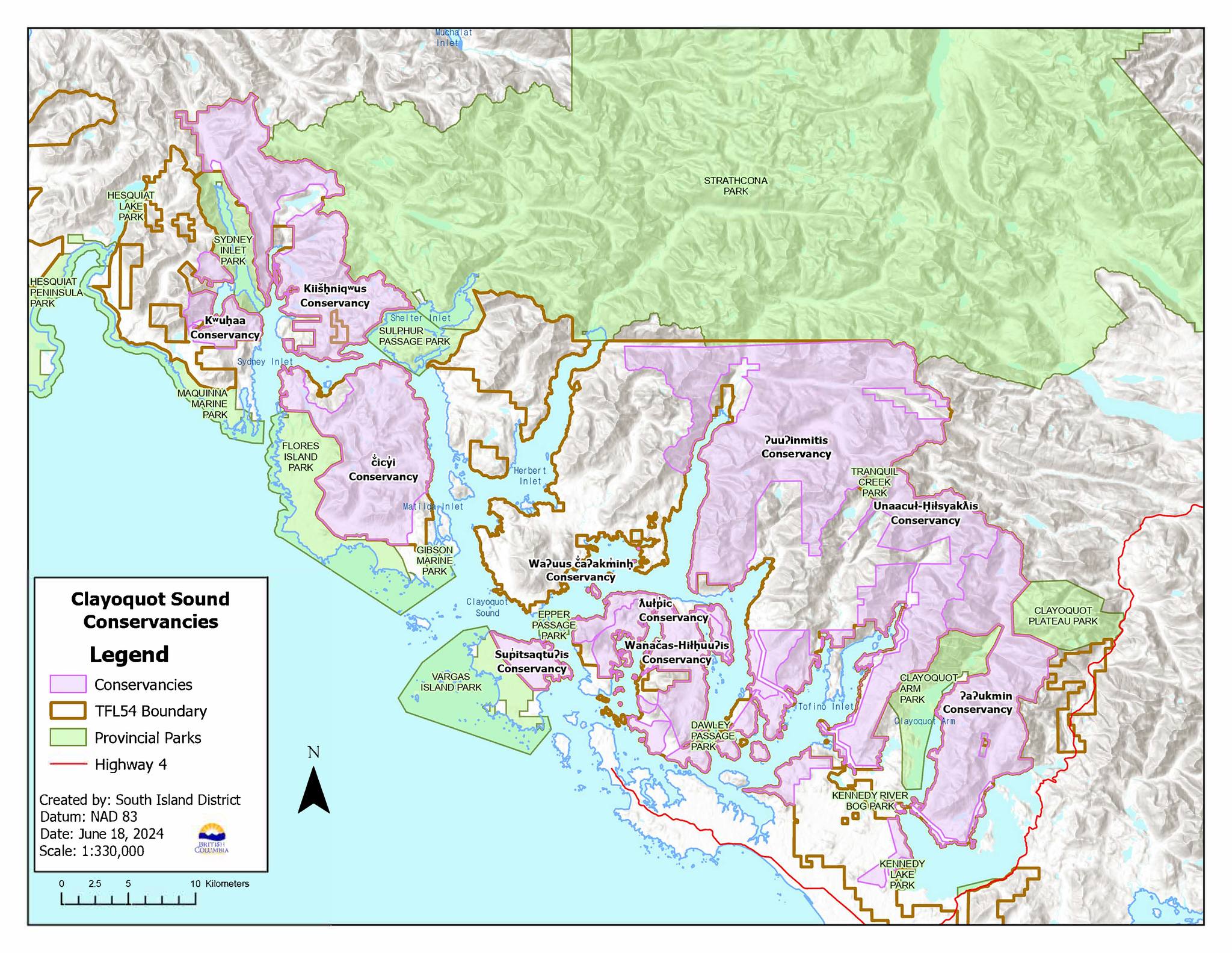 Map of Tla o qui aht Tribal Parks