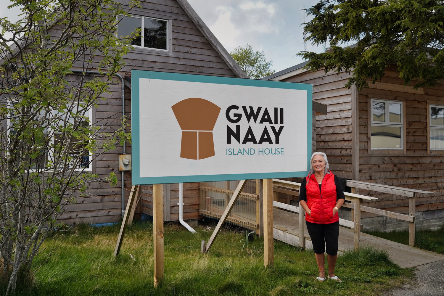 Sign and Front View of Gwaii Nay Island House