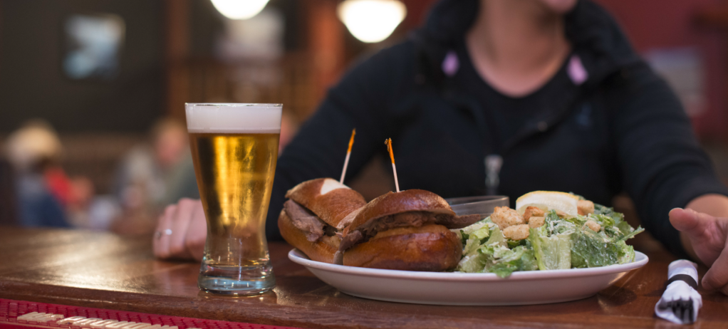 Person eating at the Malsit Public House