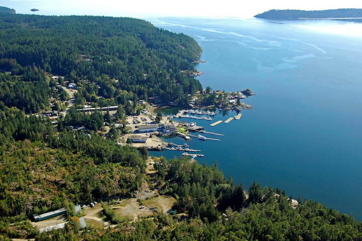 Overhead Drone View of Lund and The Lund Resort at Klah Ah Men