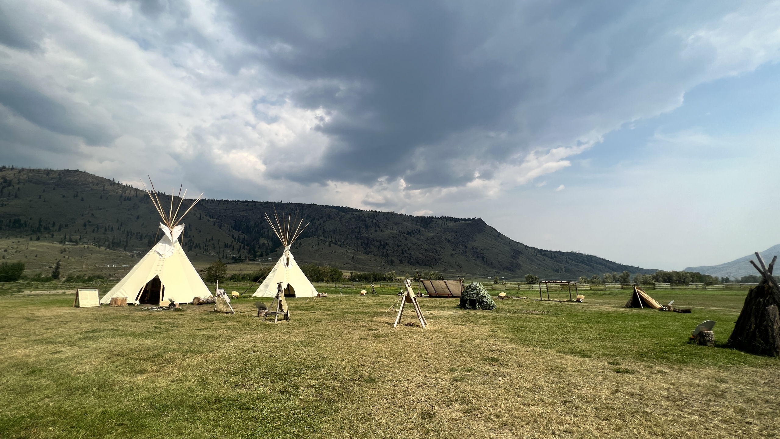 View of field with teepees at Historic Hat Creek