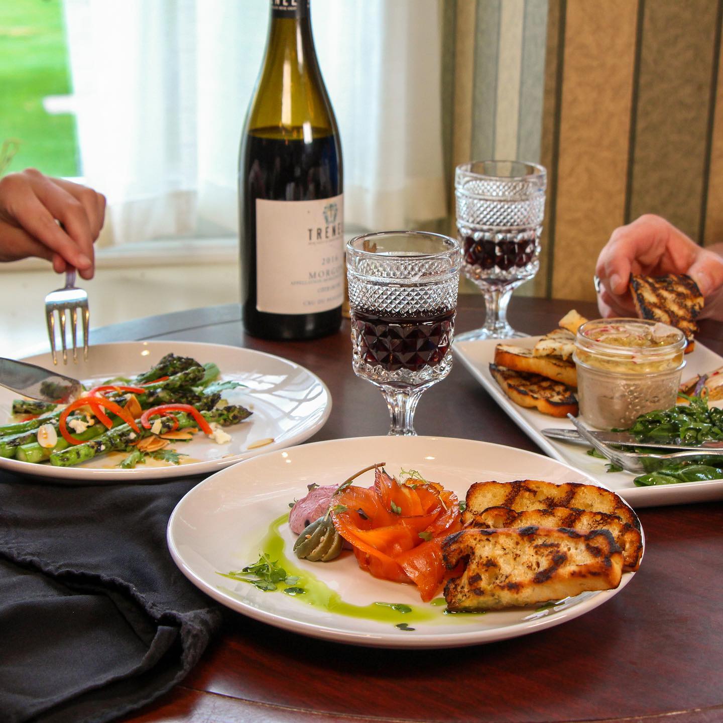 Entrees and wine at Numa Restaurant & Lounge at St. Eugene Resort in Cranbrook