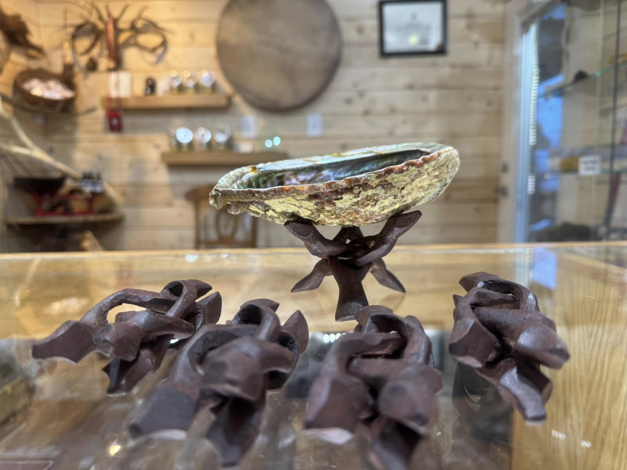 Abalone shell on stand at Wet'suwet'en Native Arts