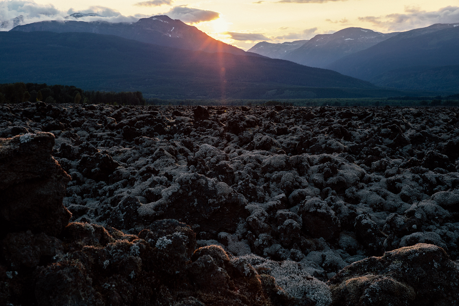 A sunset view of the Nisga'a Memorial Lava Bed Provincial Park