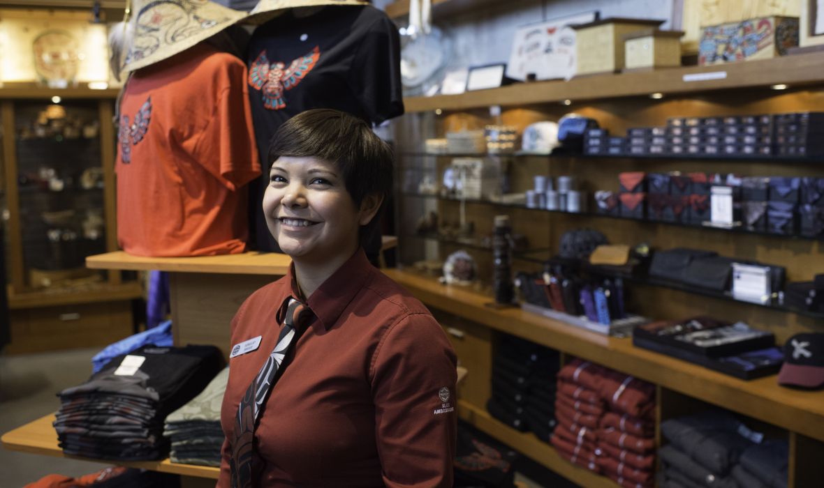 A woman in the Squamish gift shop.