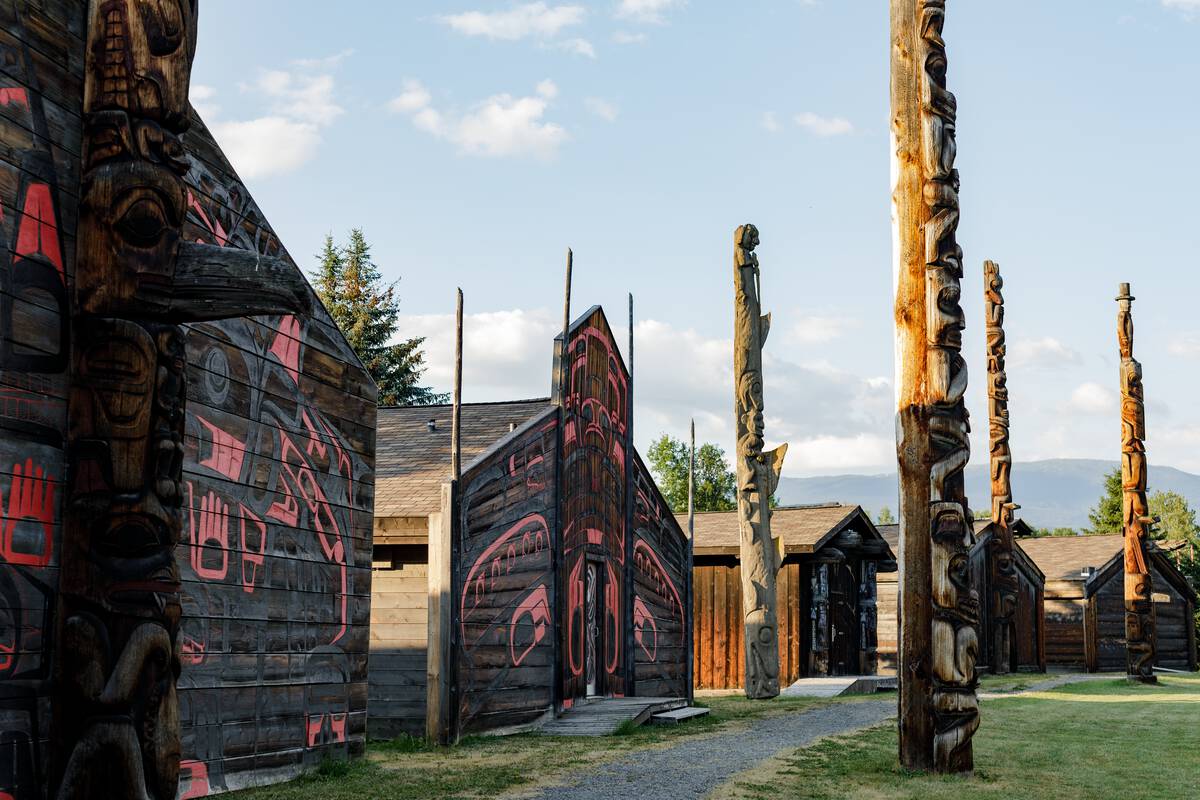 Totem poles and longhouses in Ksan.