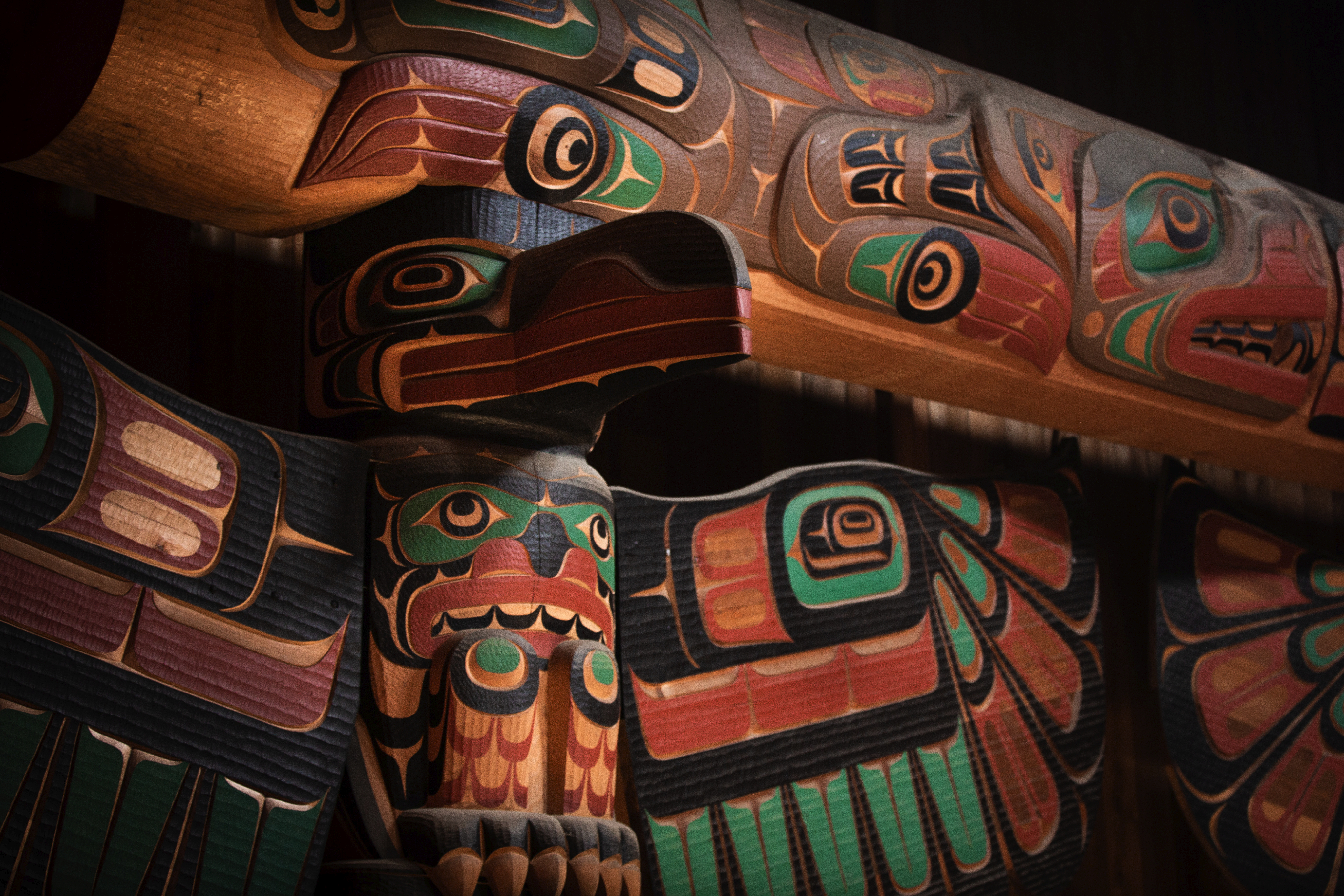 Beautiful up close shot of a totem pole