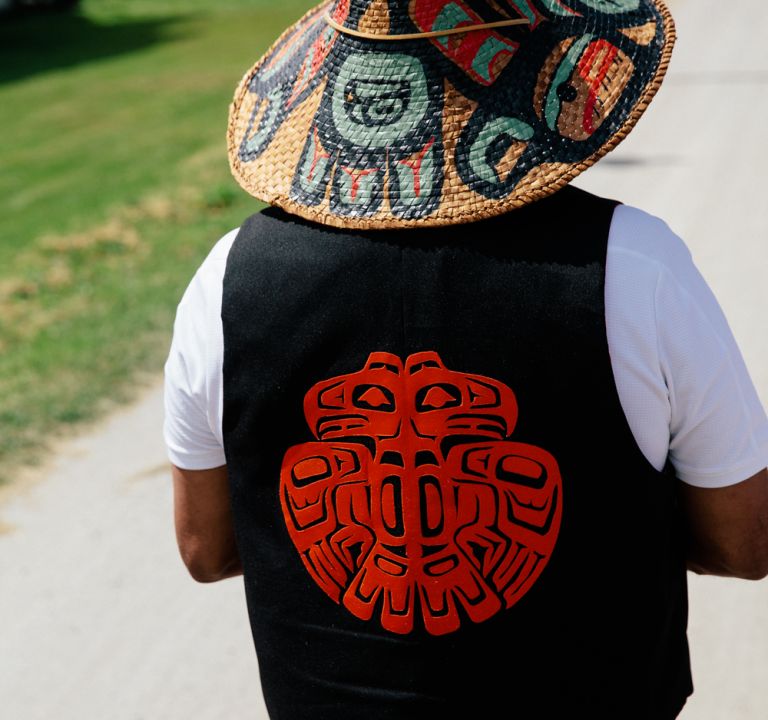 Man wearing a Vest and a traditional hat