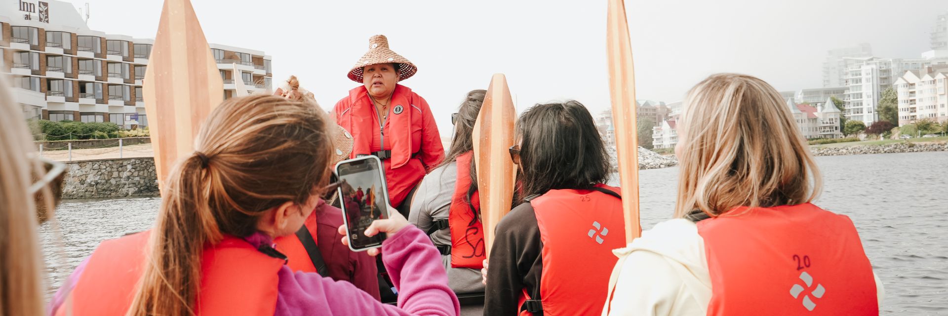 Tourists in a canoe